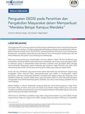 Strengthening GEDSI Principles in Research and Community Service by Strengthening the Learning Independence (Merdeka Belajar) of the Merdeka Campus (Kampus Merdeka)