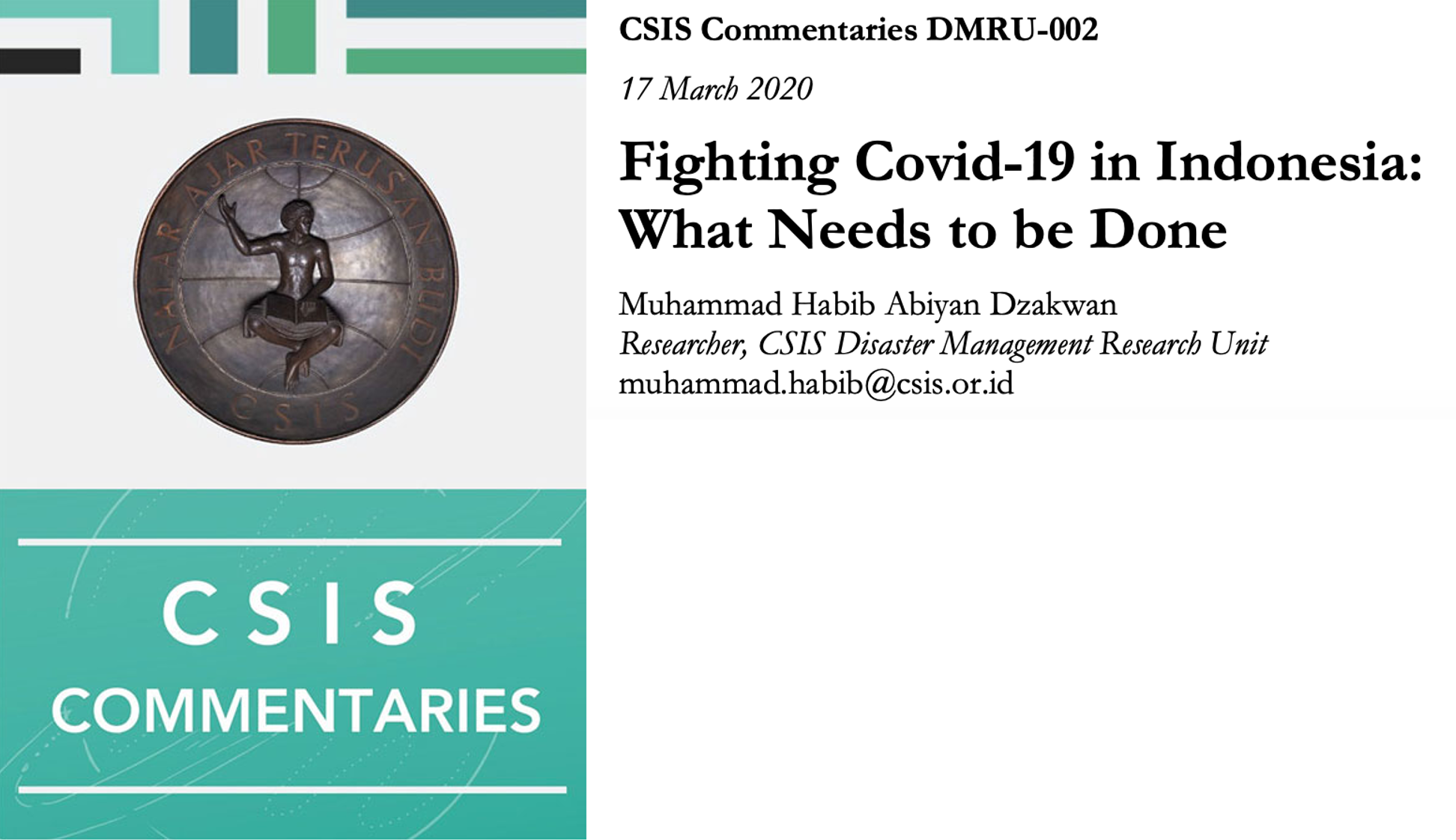 Fighting Covid-19 in Indonesia: What Needs to be Done