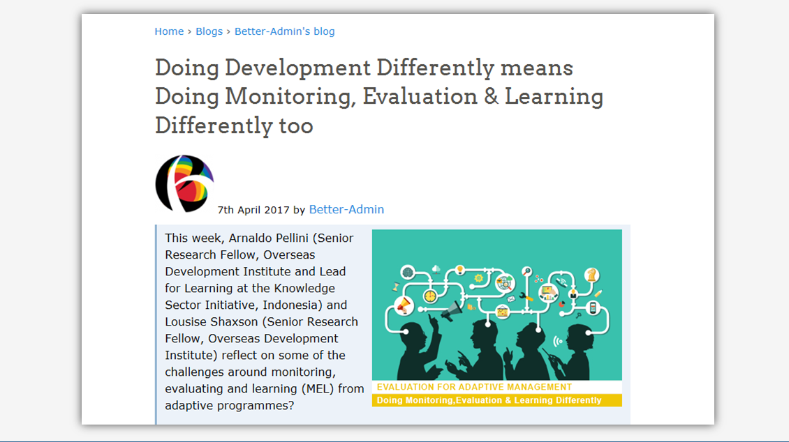 Doing Development Differently means Doing Monitoring & Learning Differently Too