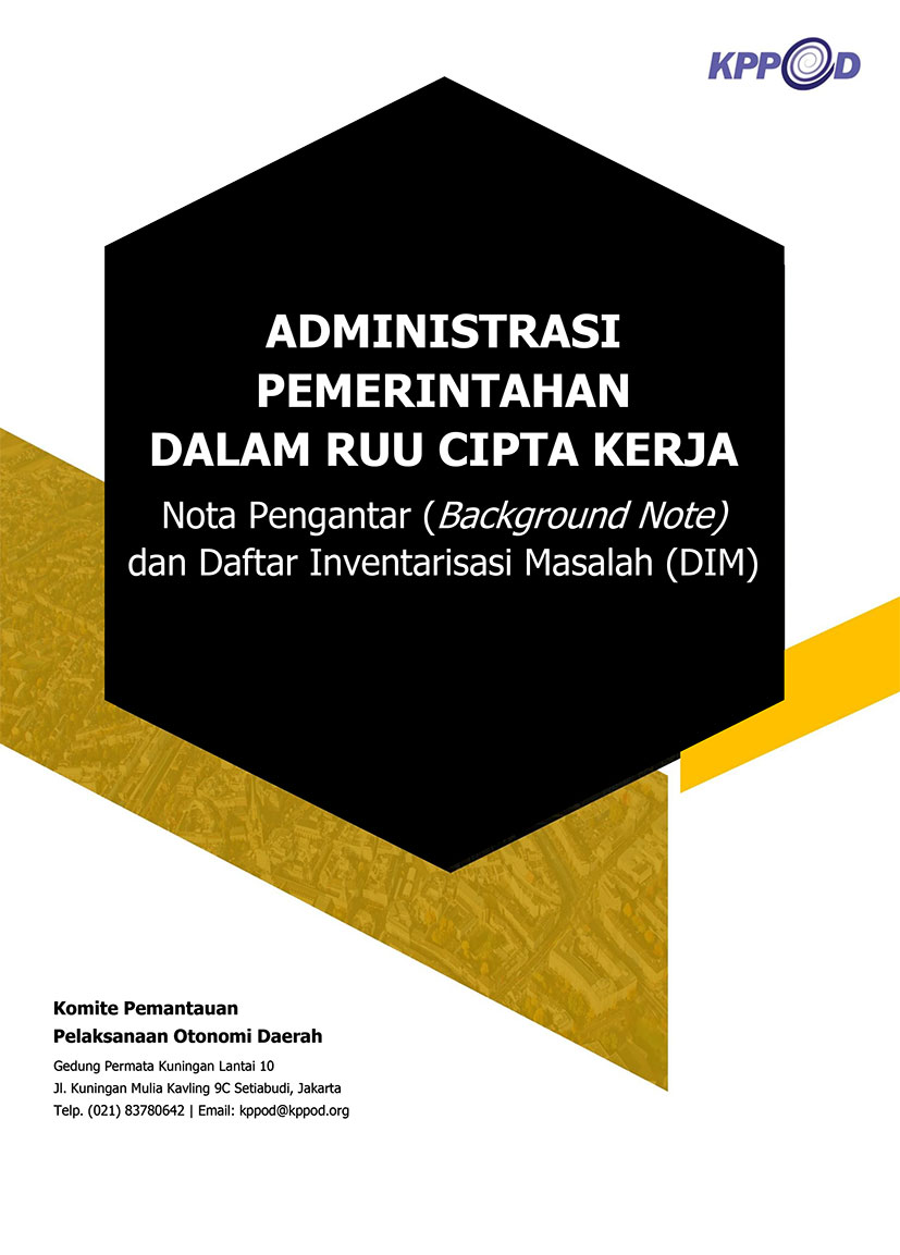 Daftar Inventarisasi Masalah (DIM) Klaster Administrasi Pemerintahan RUU Cipta Kerja 