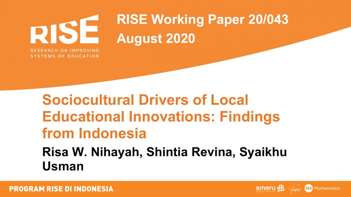 Sociocultural Drivers of Local Educational Innovations: Findings from Indonesia