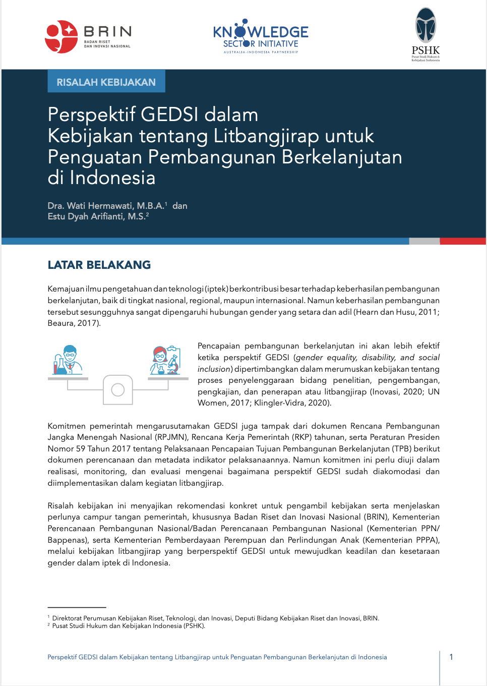 GEDSI Perspectives in Policy on Research, Development, Assessment, and Application (Litbangjirap) to Strengthen Sustainable Development in Indonesia